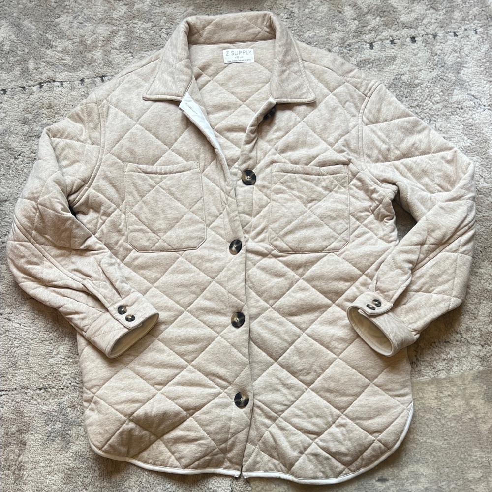 Z Supply Tan Quilted Shirt Jacket